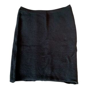 Eileen Fisher Black Wool Viscose Blend Knit Skirt EUC